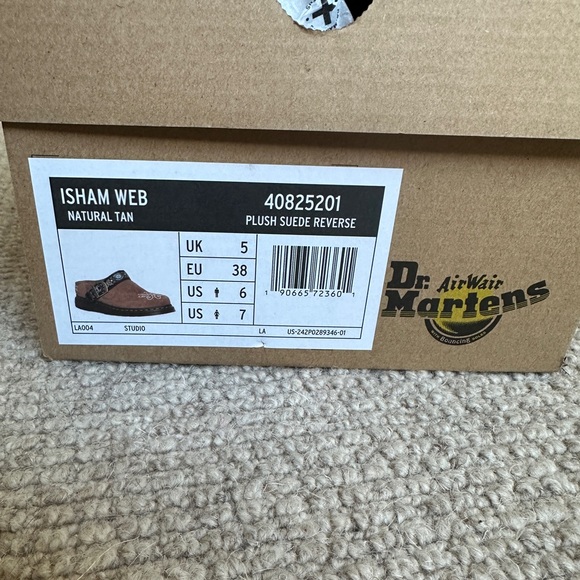 Dr. Martens Brown Suede Embroidered Buckle Clogs - Picture 7 of 7